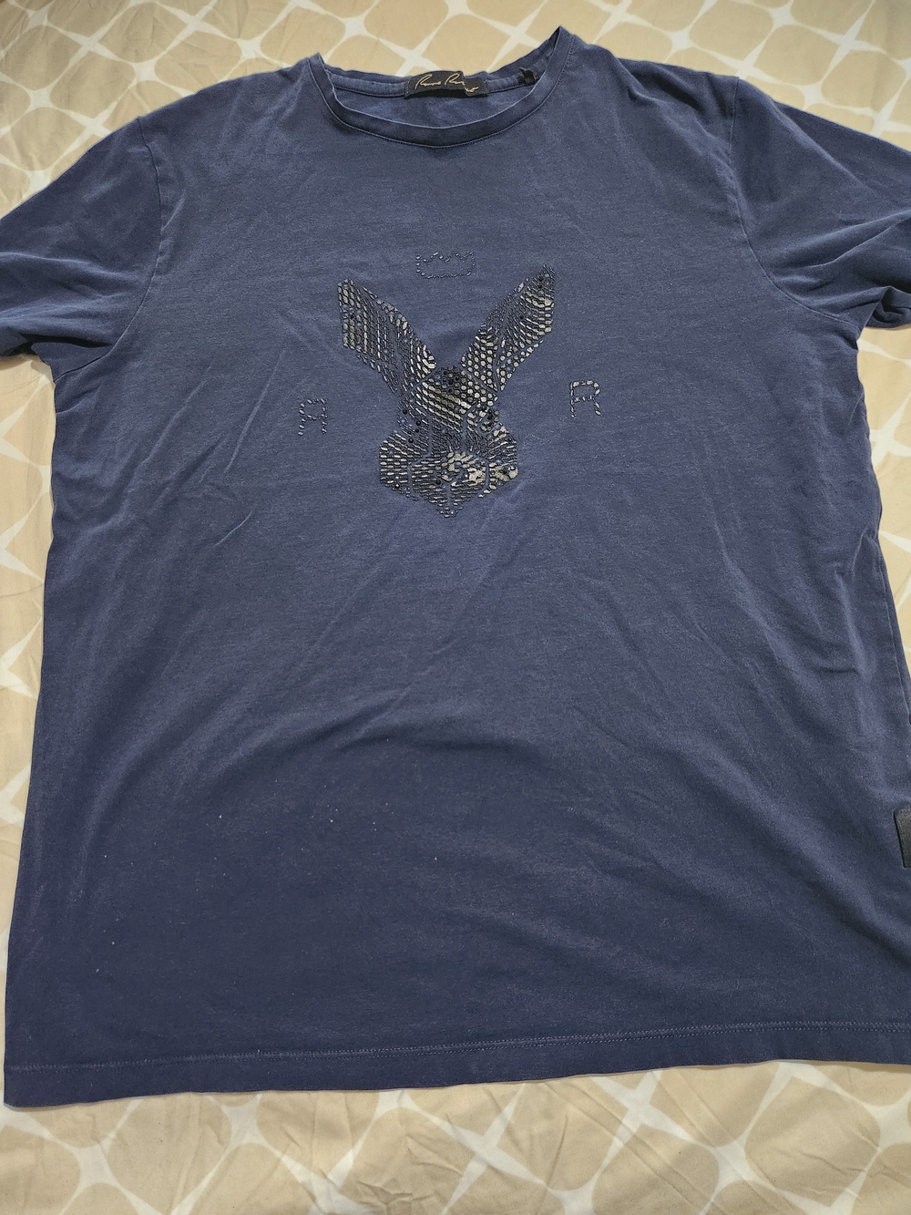 Rare Rabbit Men's Navy Embellished Graphic Tee